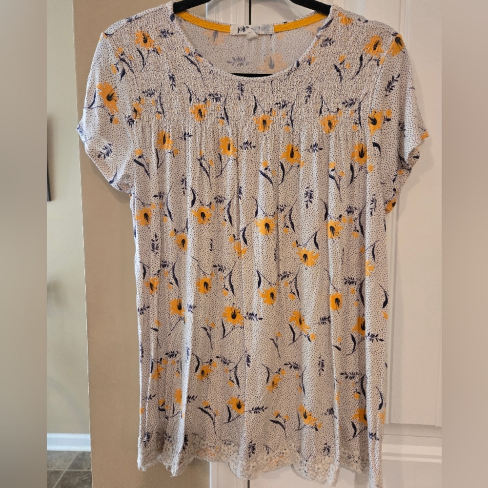 Jolt Floral Sunflower Short Sleeve Top sz XL